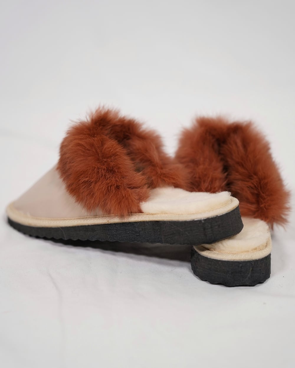 Powder Fur Leather & Sheepskin Slippers