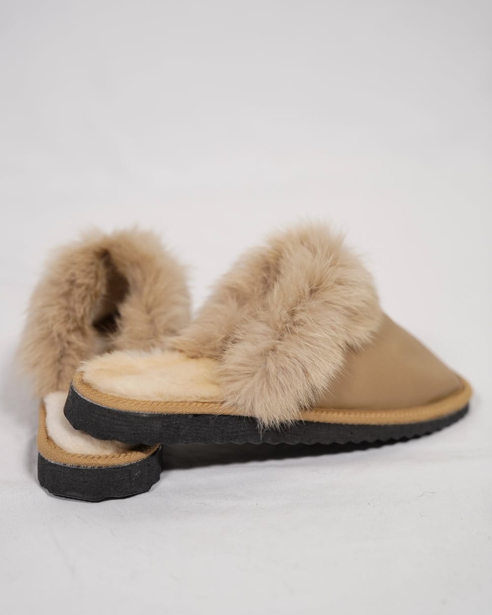 Camel Fur Leather & Sheepskin Slippers
