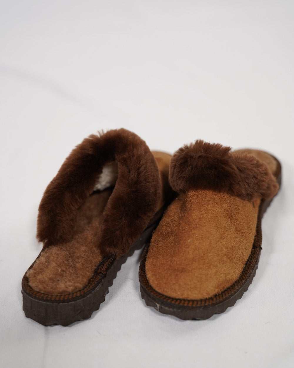 Brown Fur Leather & Sheepskin Slippers