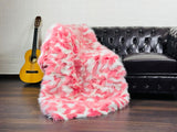 Real White Pink Fox Fur Blanket Throw • Housewarming Gift Sofa Cover n Bedspread •  Handmade Genuine Fur