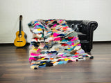 Real Colorful Fox Fur Blanket Throw • Housewarming Gift Sofa Cover n Bedspread •  Handmade Genuine Fur