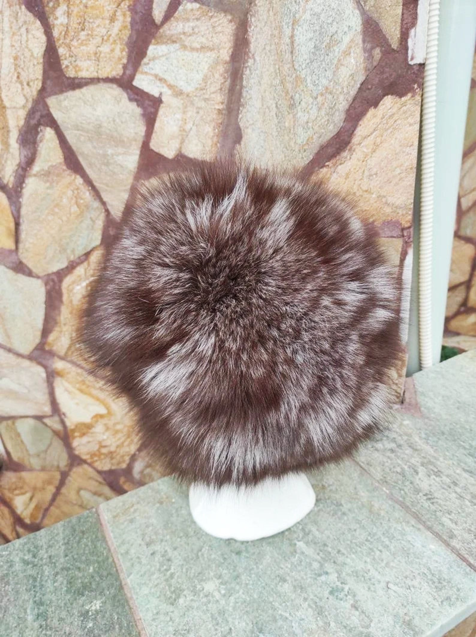 Elegant Real Fox Fur Hat Crystal Full Skin - Handcrafted Elegance for Winter Chic - Ethically and Organically Farmed Fox Fur