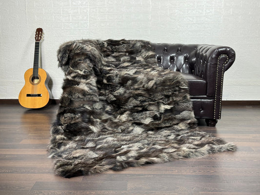 Brown Fox fur throw blanket