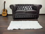 Real Full Skin Pelt Rex Rabbit White Color Fur Blanket Throw • Housewarming Gift Sofa Cover n Bedspread •  Handmade Genuine Fur
