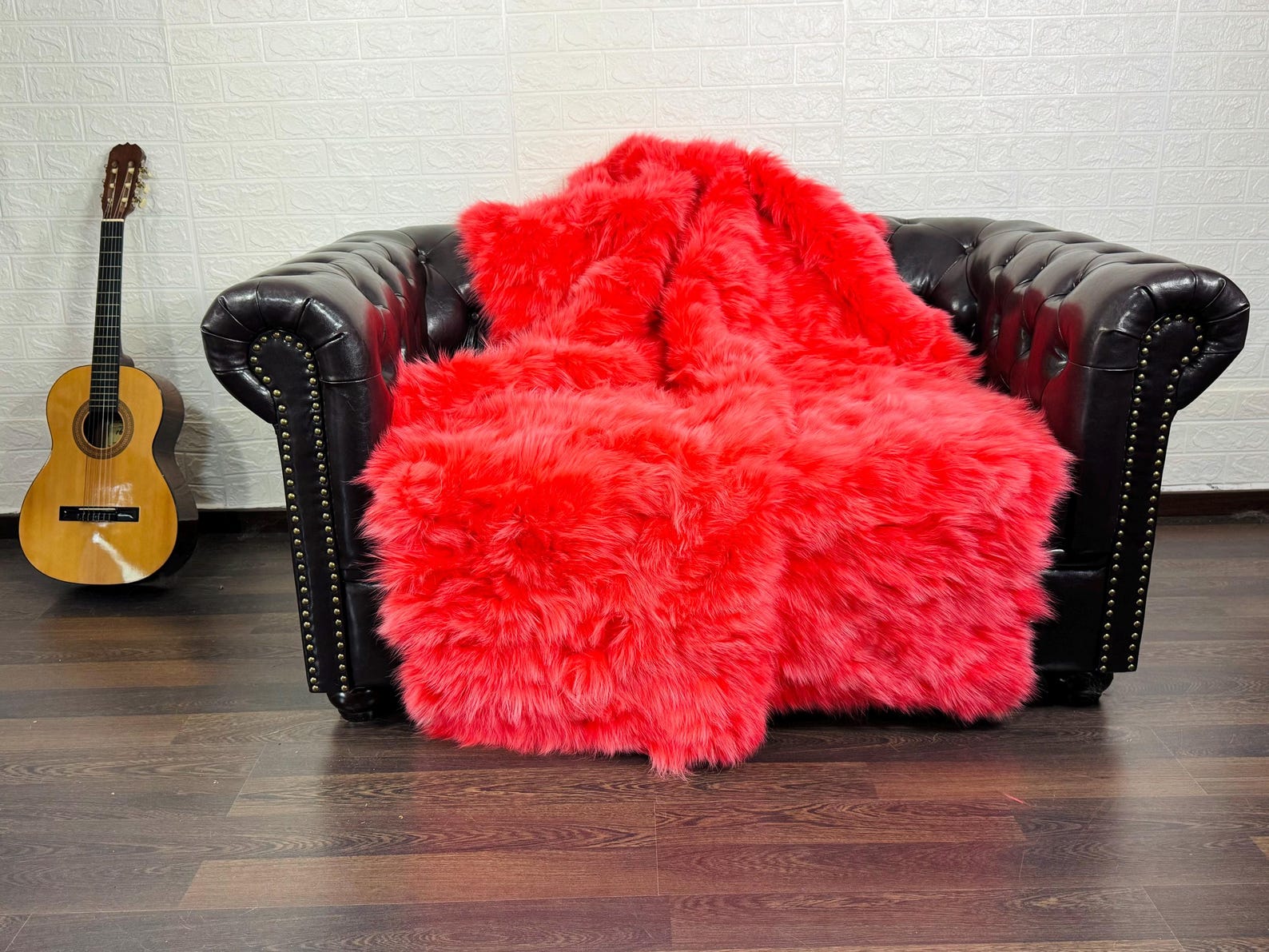Real Orange Red Fox Fur Blanket Throw Blanket • Home Warmer Genuine Fur Blanket Throw • Housewarming gift • Luxury Fur Blanket Sofa Cover