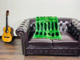 Real Full Skin Pelt Rex Rabbit Green Black Color Fur Blanket Throw • Housewarming Gift Sofa Cover n Bedspread •  Handmade Genuine Fur