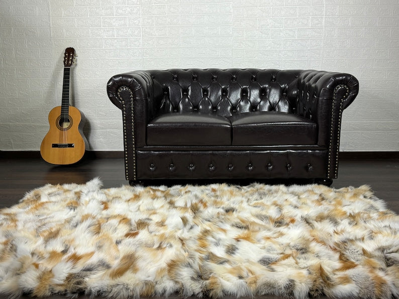 Real Golden Fox Fur Blanket Throw Blanket • Home Warmer Genuine Fur Blanket Throw • Housewarming gift • Luxury Fur Blanket Sofa Cover