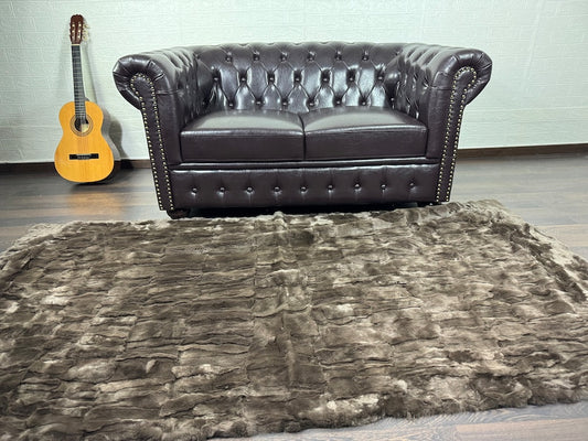 Real Brown Rex Rabbit Fur Blanket • Luxury Fur Blanket Throw • Fur Bedspread • Home Warmer Blanket • Perfect for your Living Room