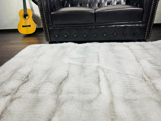 Luxurious Real Fox Fur Full Skin Throw Blanket Natural Blue