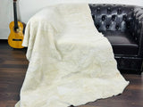 BEIGE Real SHEEPSKIN FUR Throw Blanket • Large Area Rug  • Ethically and Organically Wool Rug