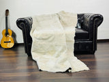 BEIGE Real SHEEPSKIN FUR Throw Blanket • Large Area Rug  • Ethically and Organically Wool Rug