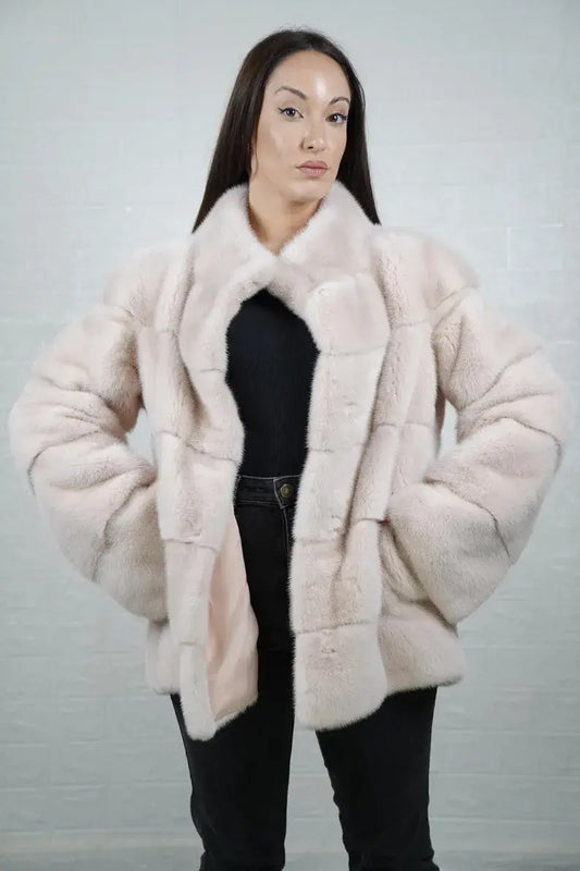 Elegant long mink fur coat for winter fashion