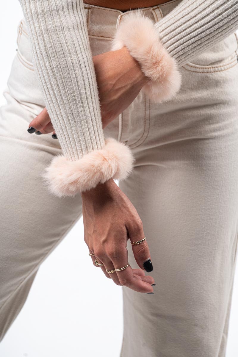 Baby Pink Rex Rabbit Fur Cuffs