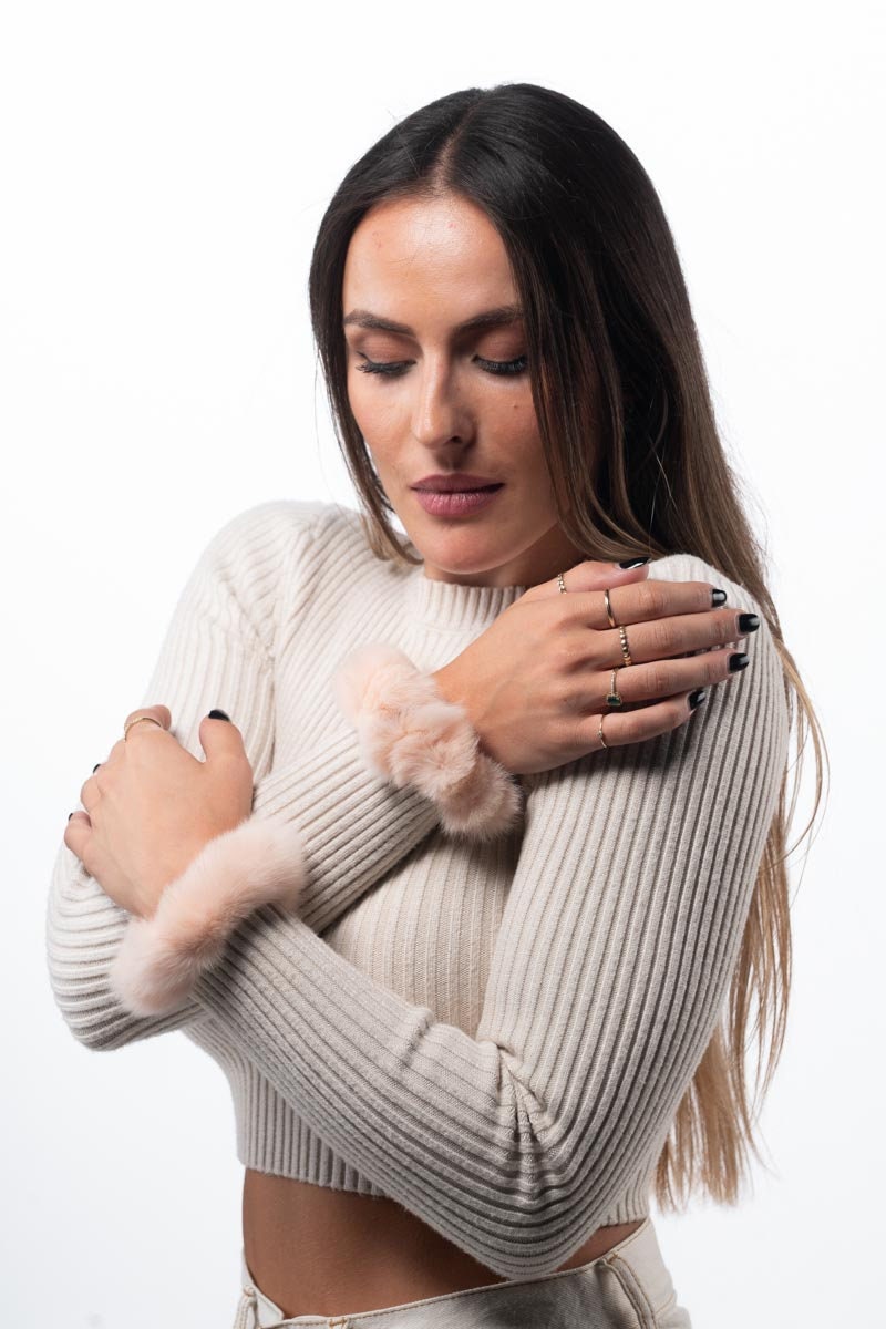 Baby Pink Rex Rabbit Fur Cuffs