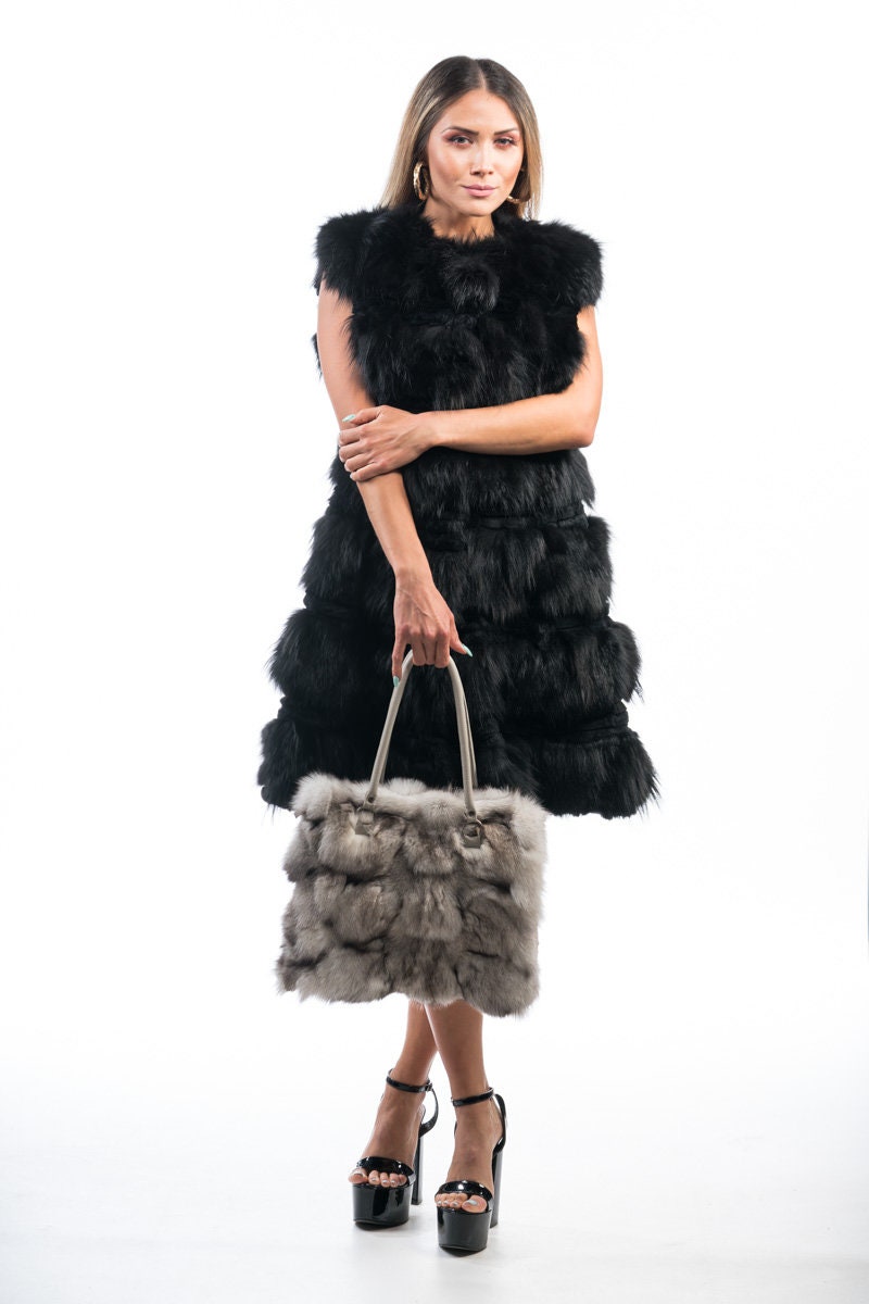 Fur bags, fur shoulder bag , white fur bag
