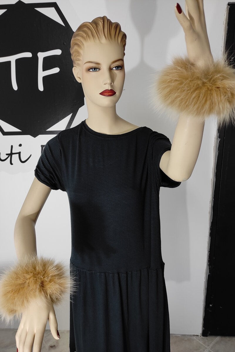 Beige Fox Fur Cuffs