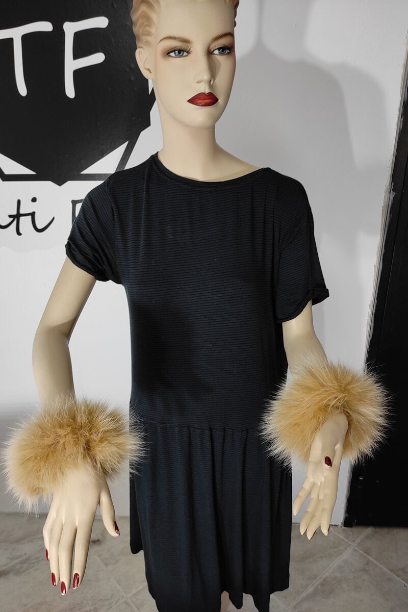 Beige Fox Fur Cuffs