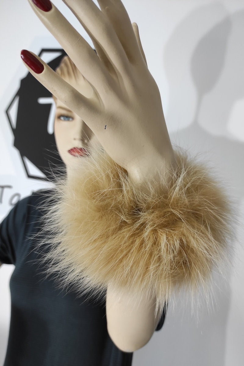 Beige Fox Fur Cuffs