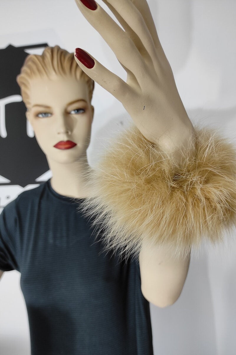 Beige Fox Fur Cuffs