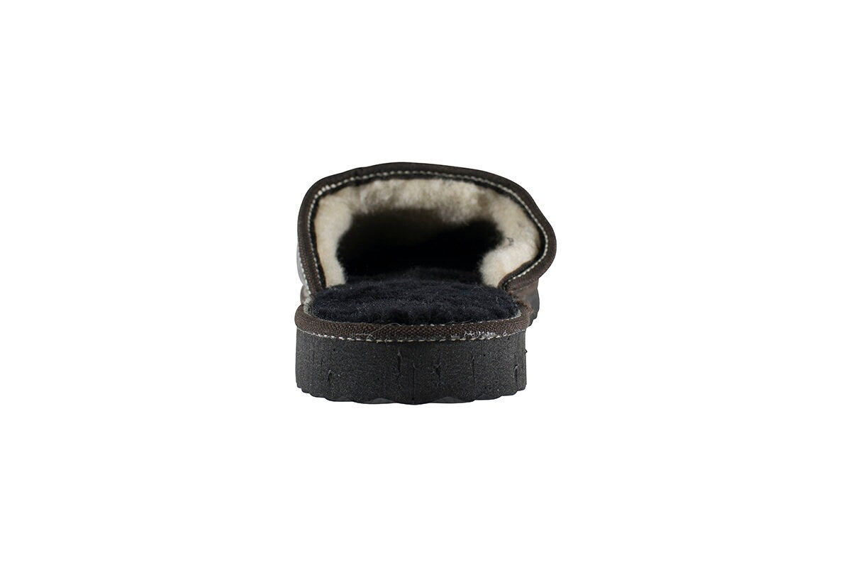 Brown Fur Leather & Sheepskin Slippers
