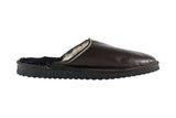 Brown Fur Leather & Sheepskin Slippers