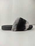 Fur slides, fur slippers, rabbit fur slides, fluffy slides