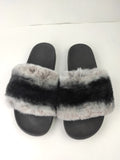 Fur slides, fur slippers, rabbit fur slides, fluffy slides