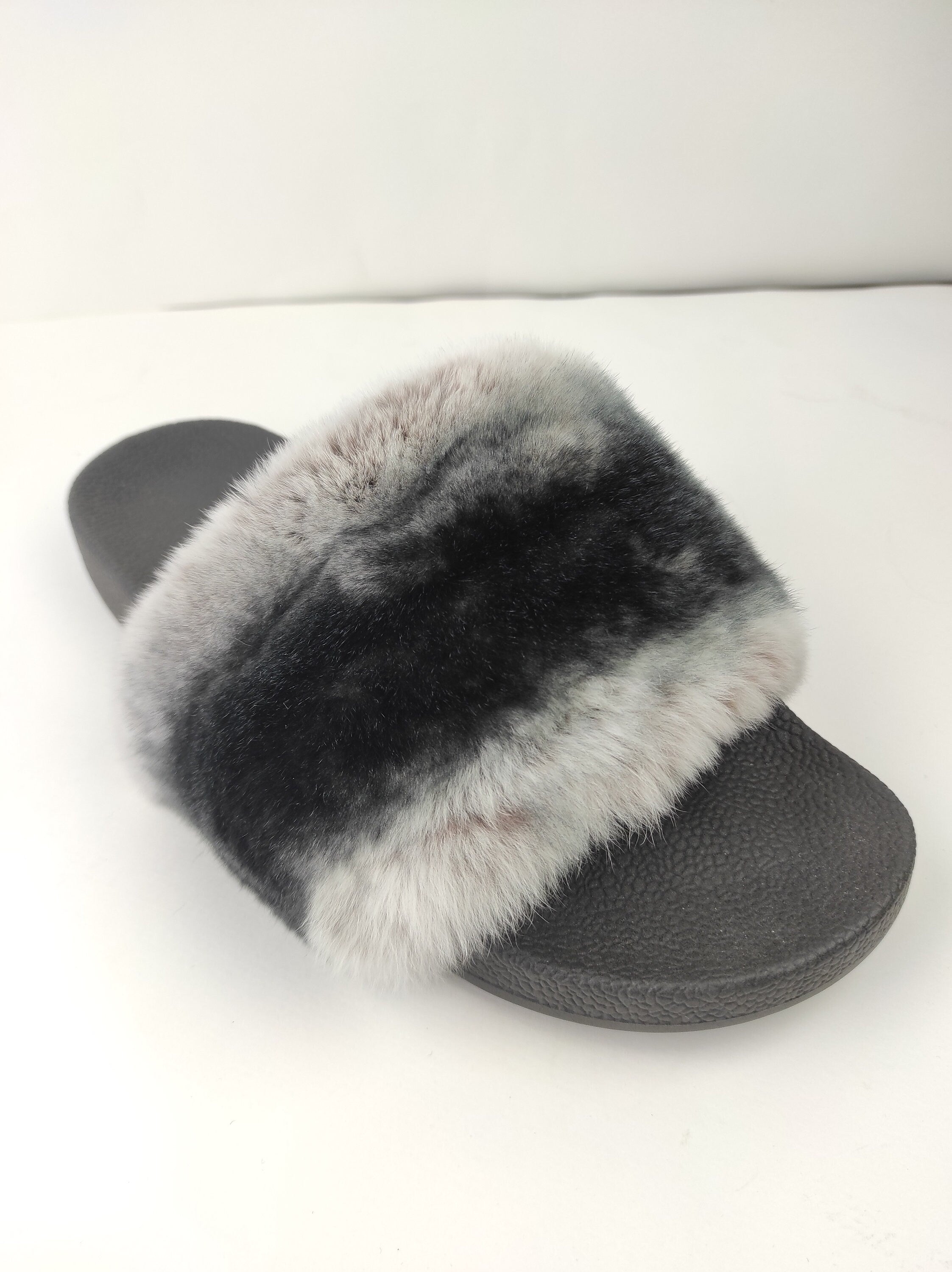Fur slides, fur slippers, rabbit fur slides, fluffy slides
