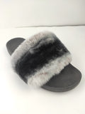 Fur slides, fur slippers, rabbit fur slides, fluffy slides