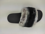 Fur slides, fur slippers, rabbit fur slides, fluffy slides