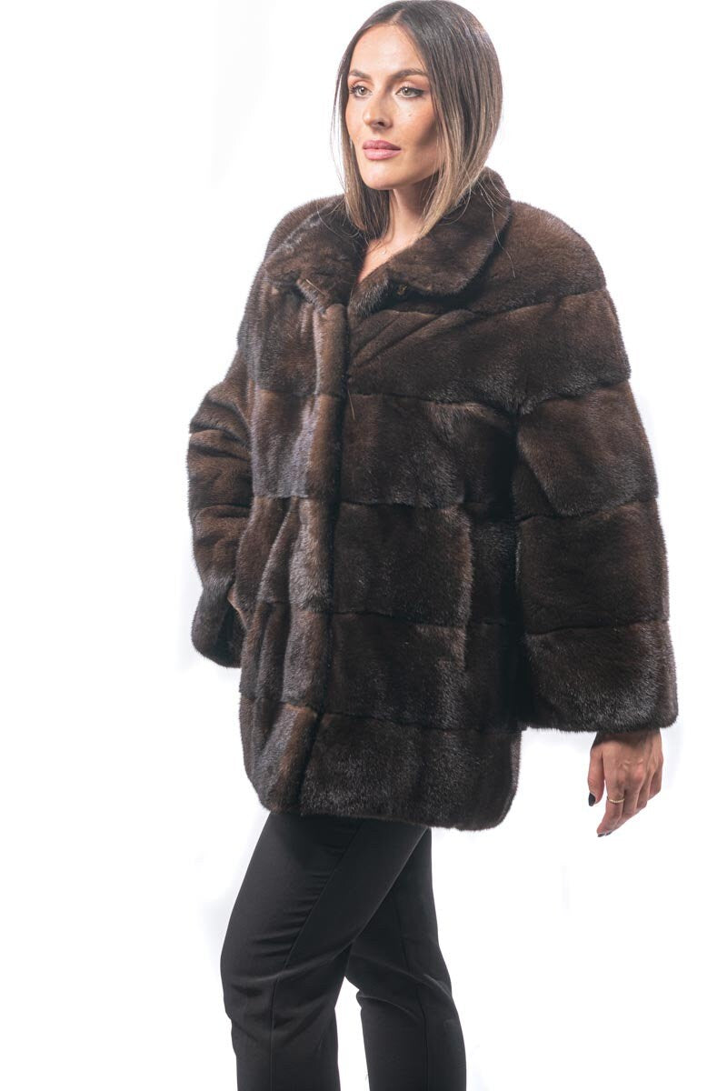 GORGEOUS Real Brown Mink Pelt Fur Coat for Women • Personalized Mink Fur Jacket • Timeless Style and Elegance