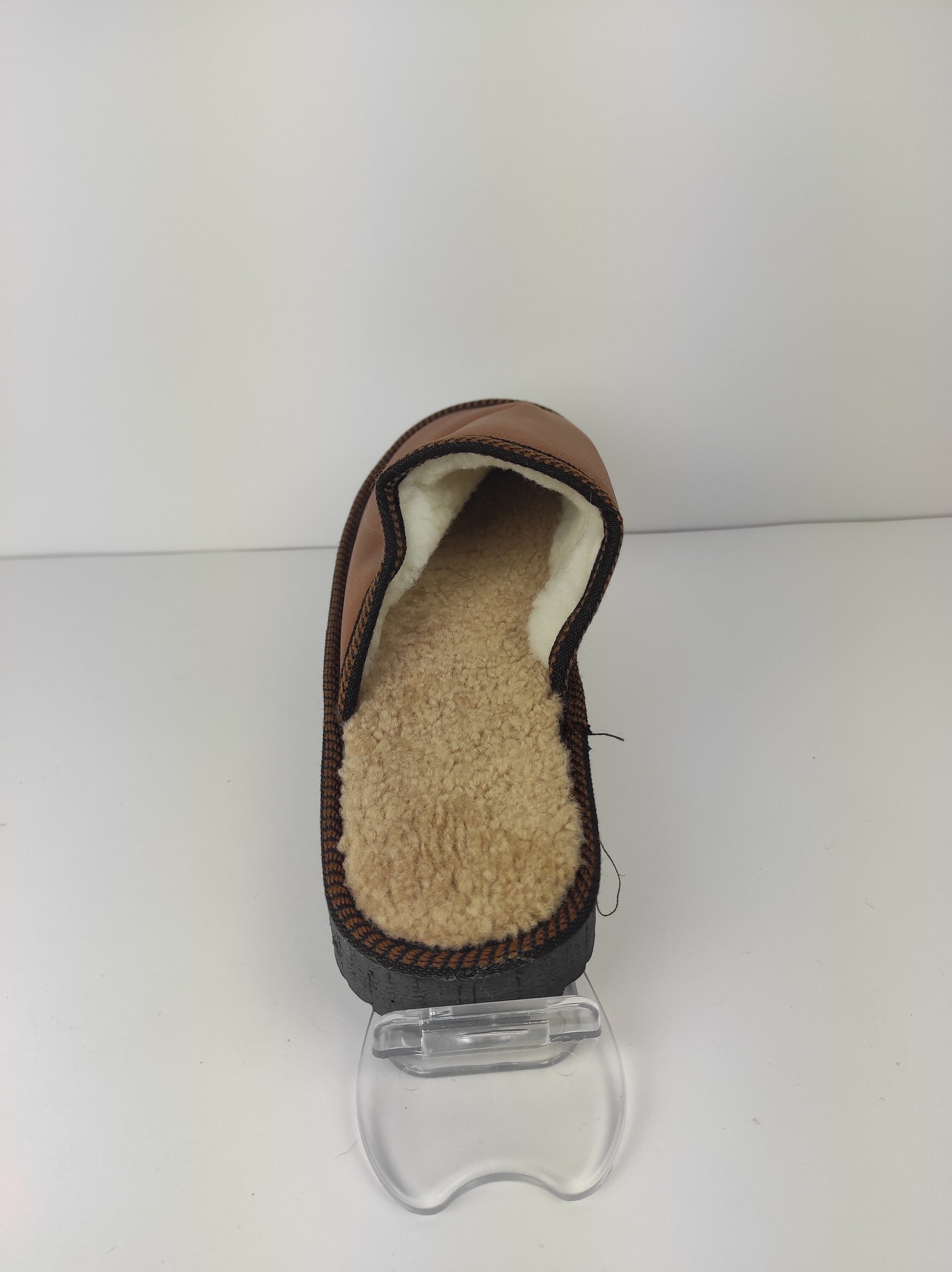 Brown Fur Leather & Sheepskin Slippers
