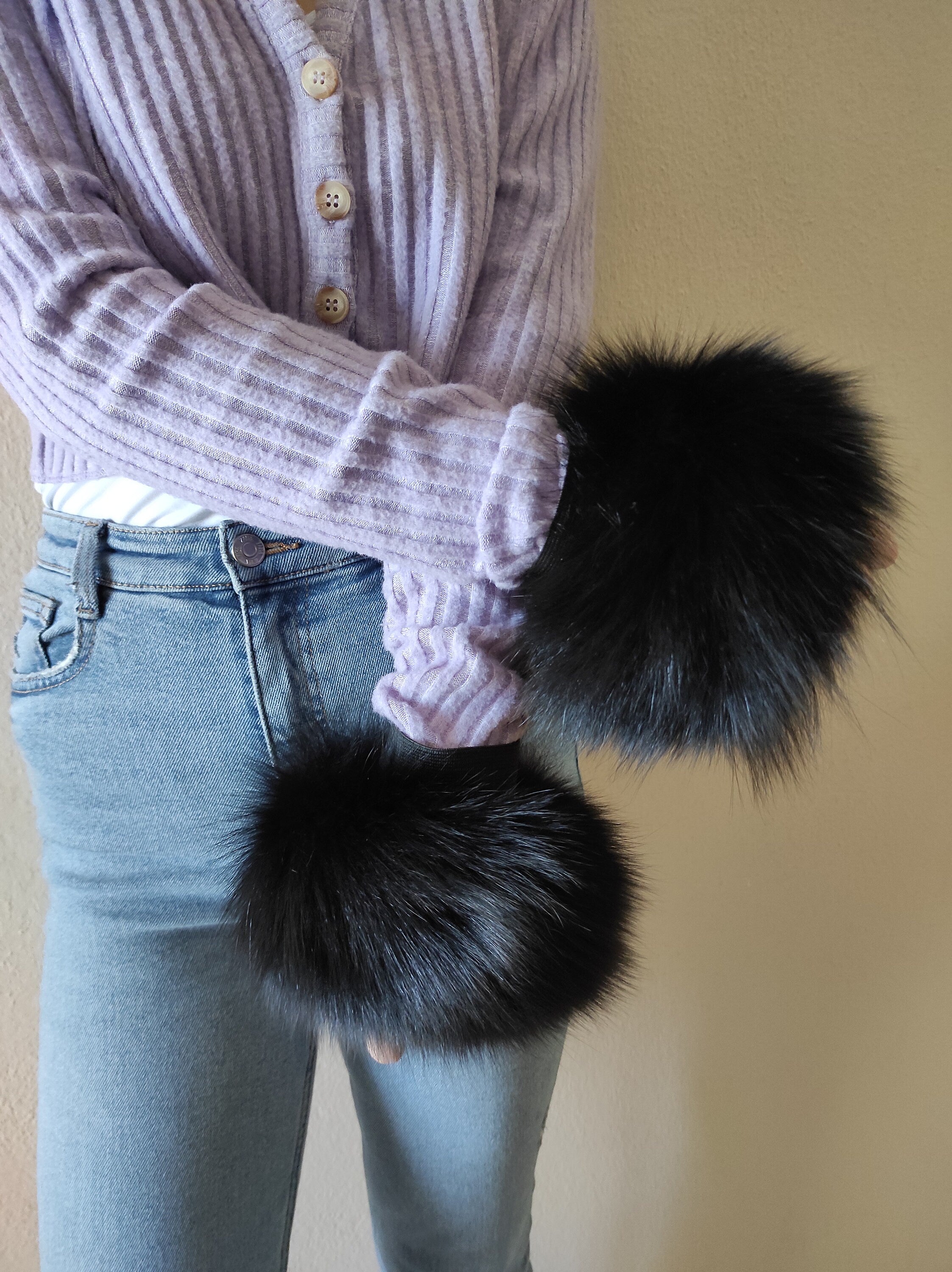 Black Fox Fur Cuffs