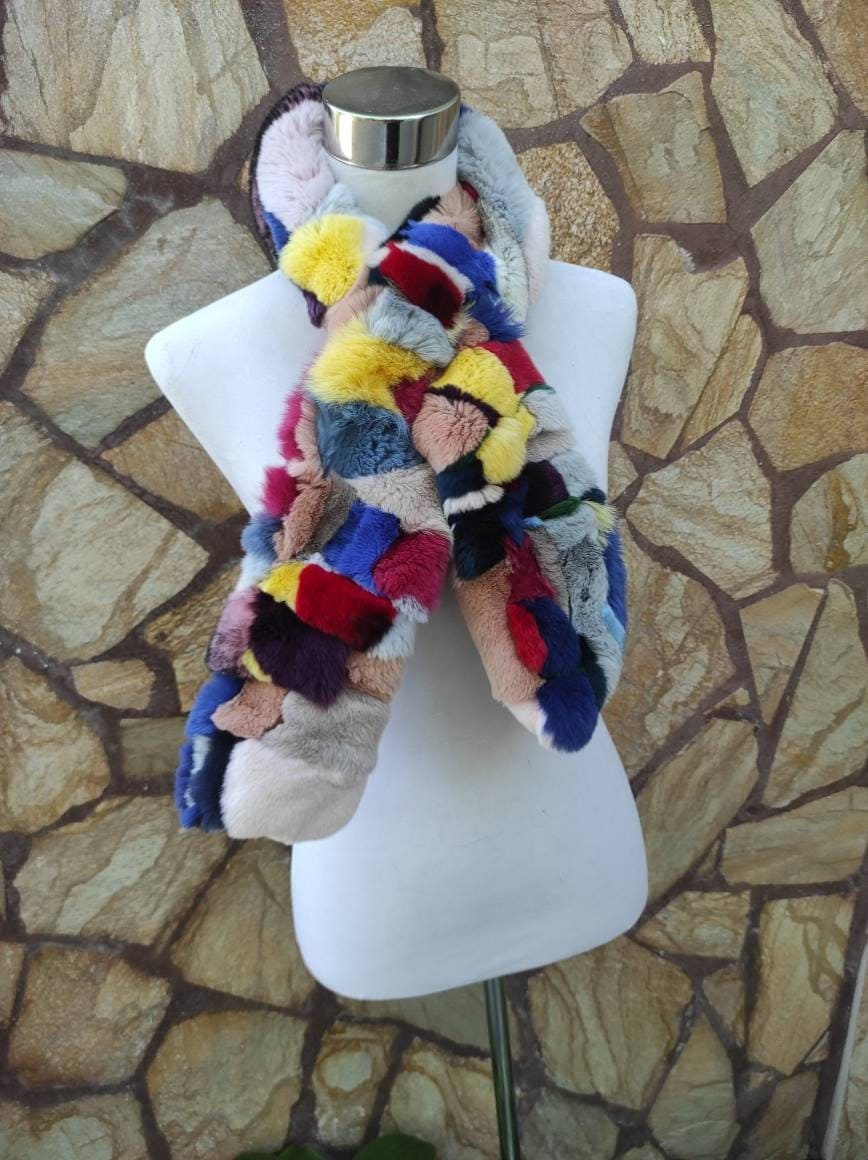 Fur scarves, fur scarf womens, rex rabbit fur scarf, fur collar