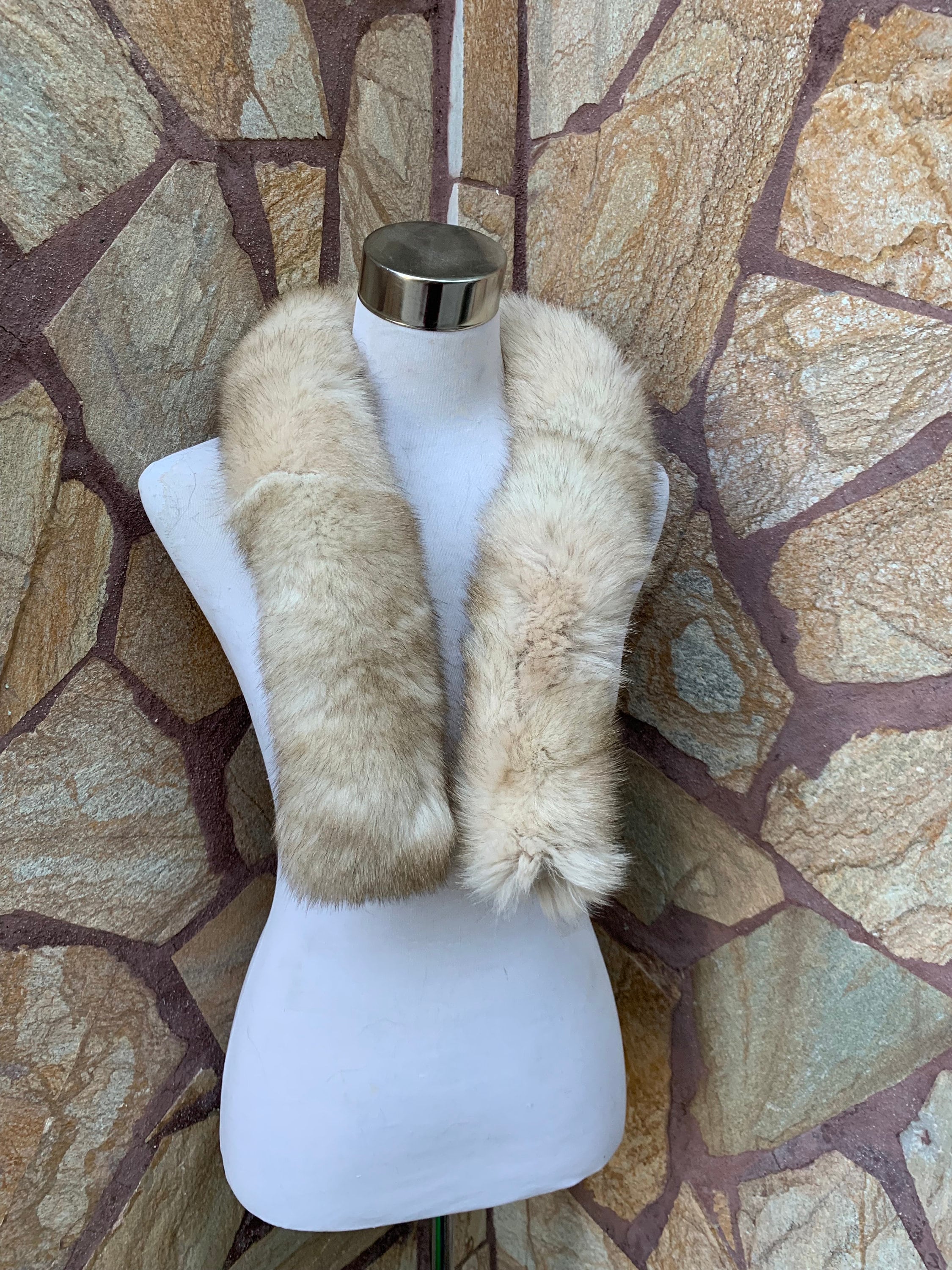 Natural Fur trim for hood • Real Fox Fur Collar Scarf •  Fur Trim for Jacket • Beige Natural Hood Fox Trim