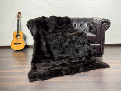 Dark Brown Fox fur throw blanket