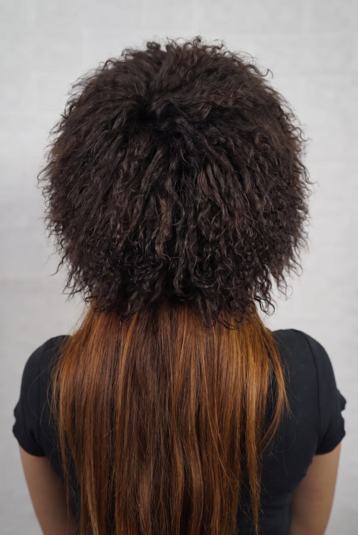 Mongolian Sheepskin Hat Dark Brown — Curly Lamb Fur, One Size shown from the back, dense deep chocolate brown Mongolian sheepskin pile from crown to nape — TatiFurs