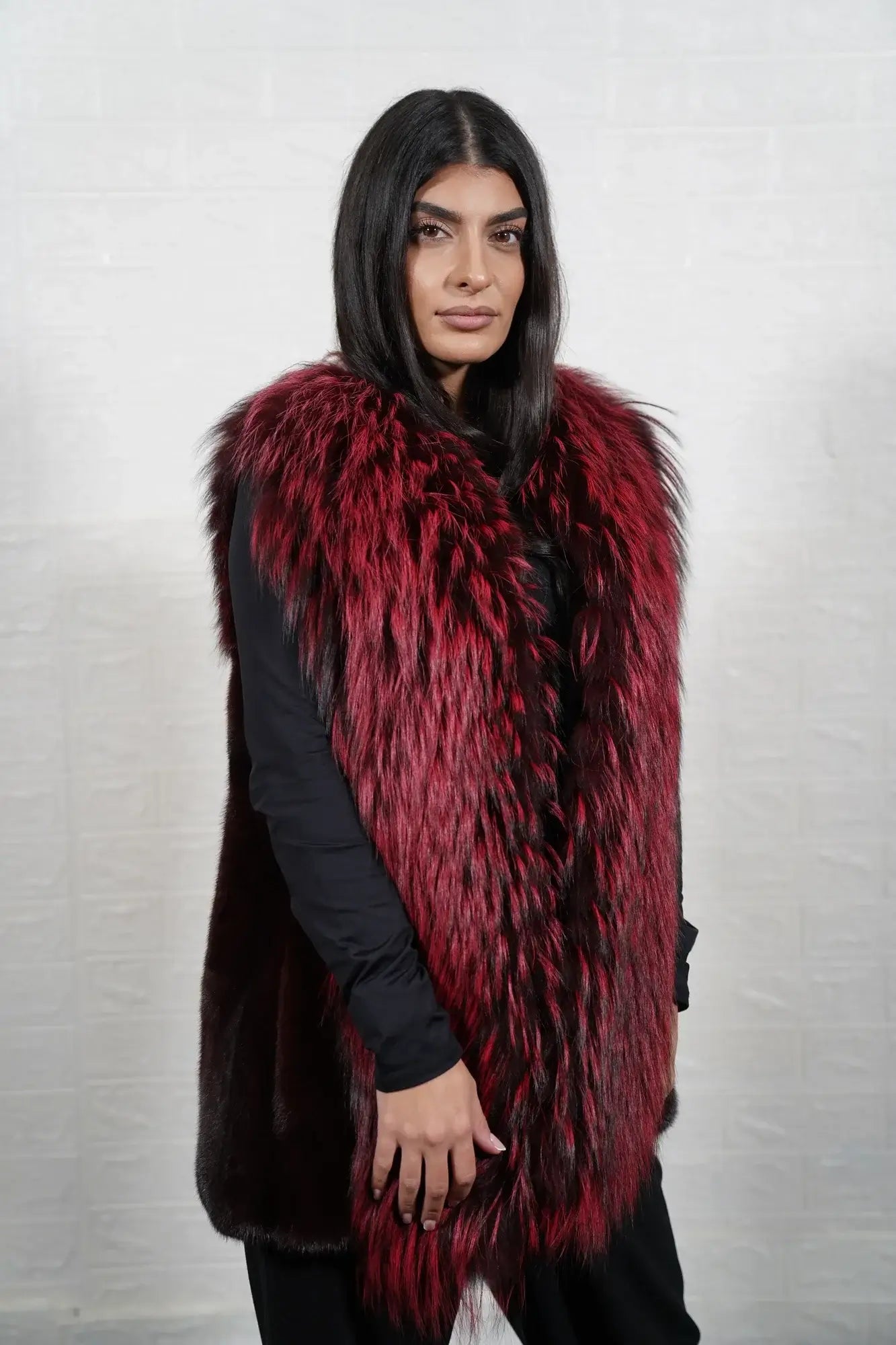 mink fur jacket with fox — vertical full skin mink body, close-up surface detail — Greek craftsmanship, TatiFurs
