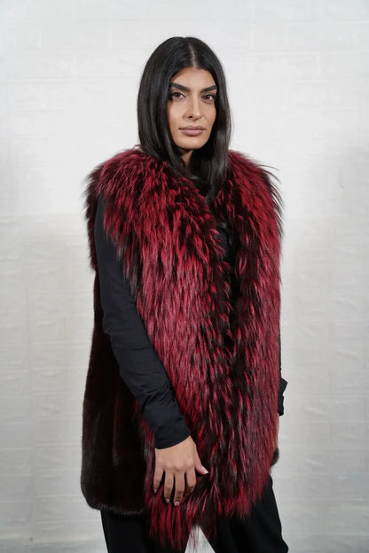 mink fur jacket with fox — vertical full skin mink body, close-up surface detail — Greek craftsmanship, TatiFurs
