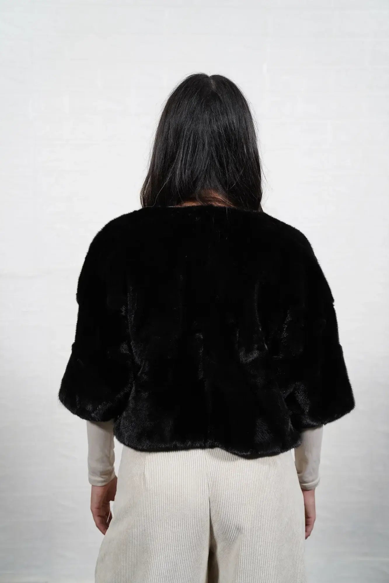 mink fur jacket black — satin lining interior detail — Greek craftsmanship, TatiFurs
