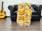 Real Orange Fox Fur Blanket Throw • Housewarming Gift Sofa Cover n Bedspread •  Handmade Genuine Fur