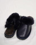 Blue Fur Leather & Sheepskin Slippers