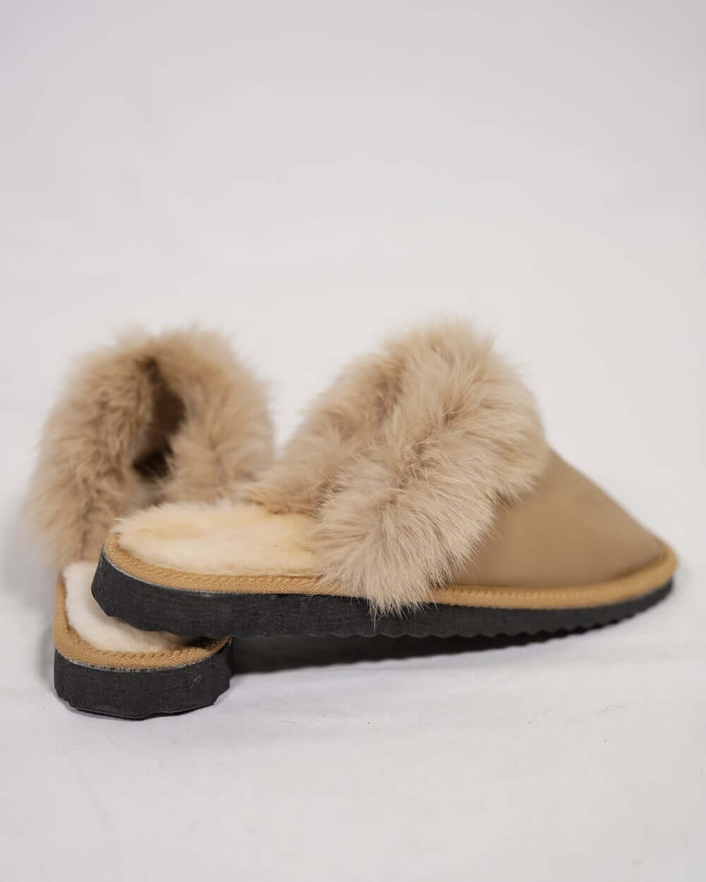 Sheepskin Wool Leather Fur Slippers Camel for Women, featuring soft fur lining and durable sole, perfect for comfort and style.