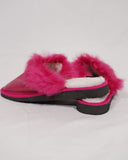Fuchsia Fur Leather & Sheepskin Slippers
