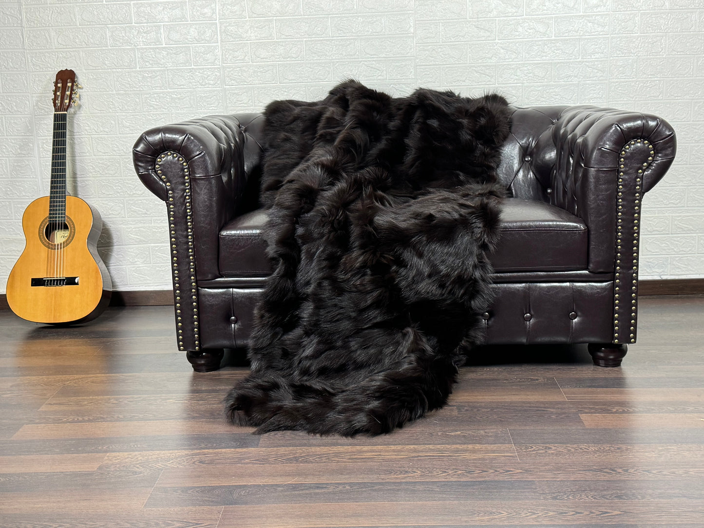 Dark Brown Fox fur throw blanket