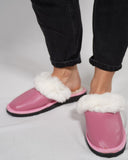 Pink Fur Leather & Sheepskin Slippers