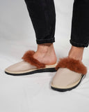 Powder Fur Leather & Sheepskin Slippers