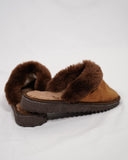 Brown Fur Leather & Sheepskin Slippers