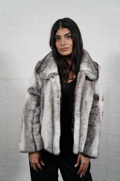 Mink fur jacket cross — detail shot of premium satin lining inside hip level jacket — Greek craftsmanship, TatiFurs
