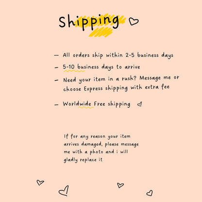 General shipping information for orders, including processing and arrival times.